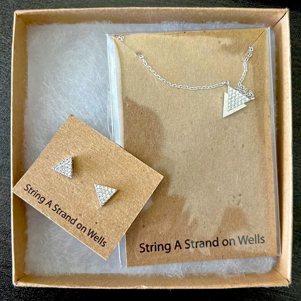 CZ Triangle Necklace and Earring Set